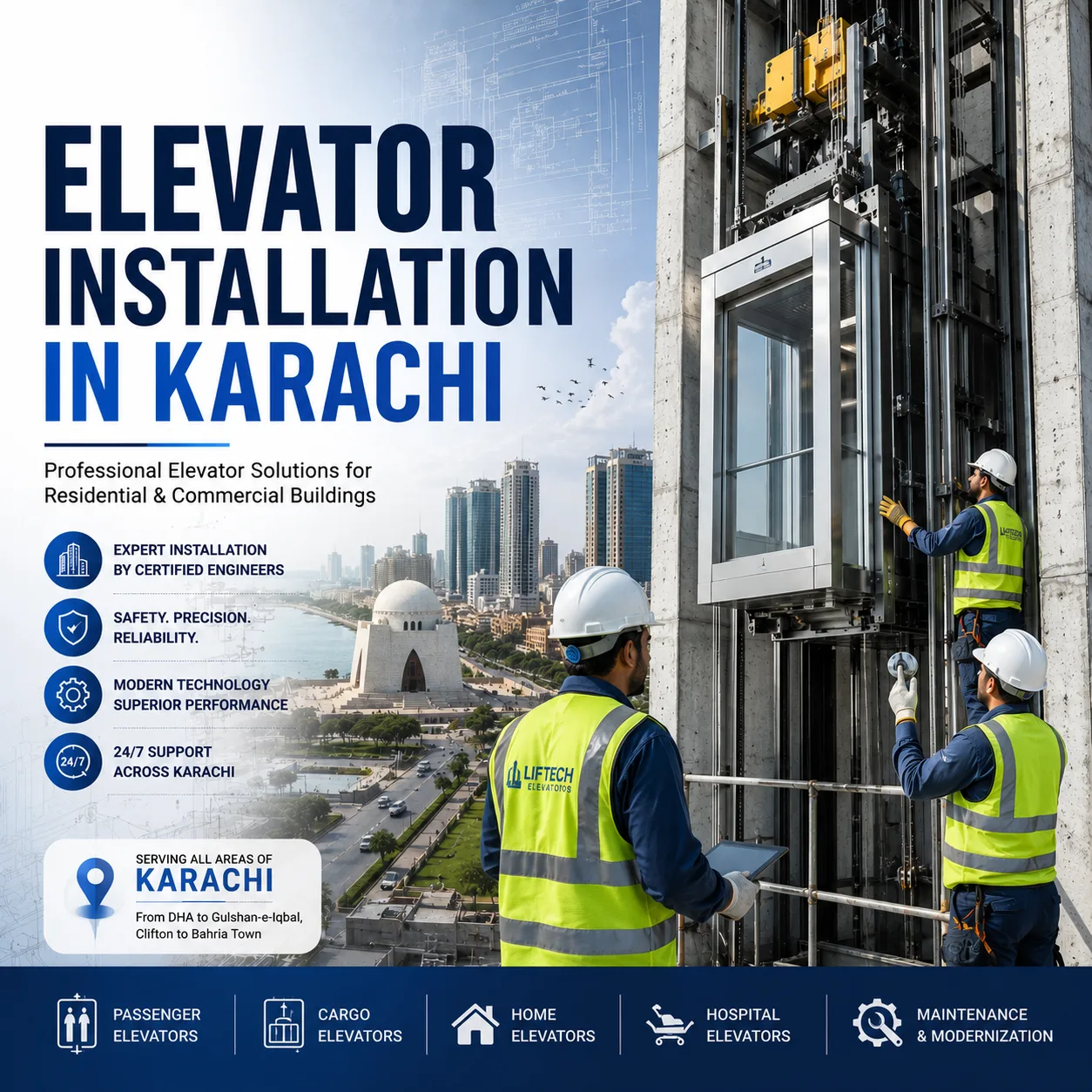 Elevator Installation in Karachi: A 2026 Engineering Guide — Karachi elevator engineering photo, Liftech Global Elevators & Escalators
