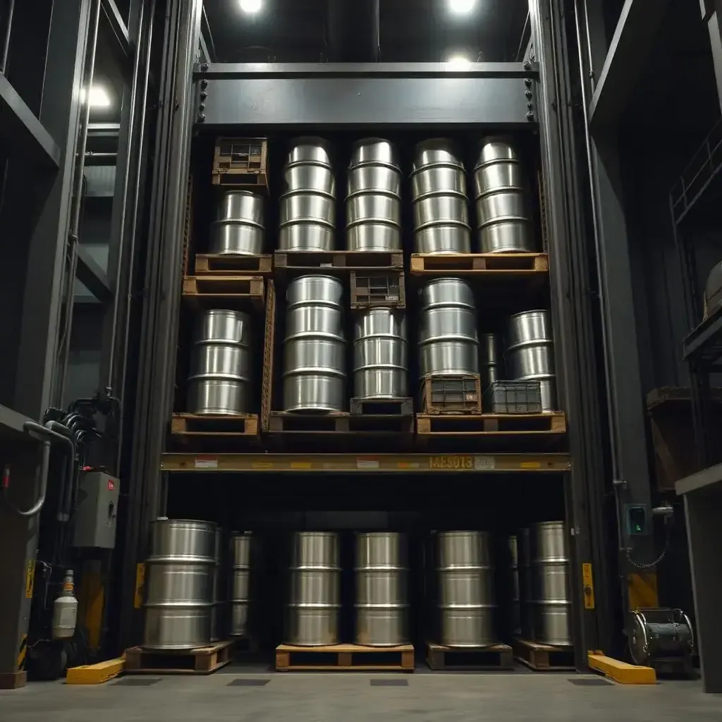 Warehouse loading bay with cargo elevator door open