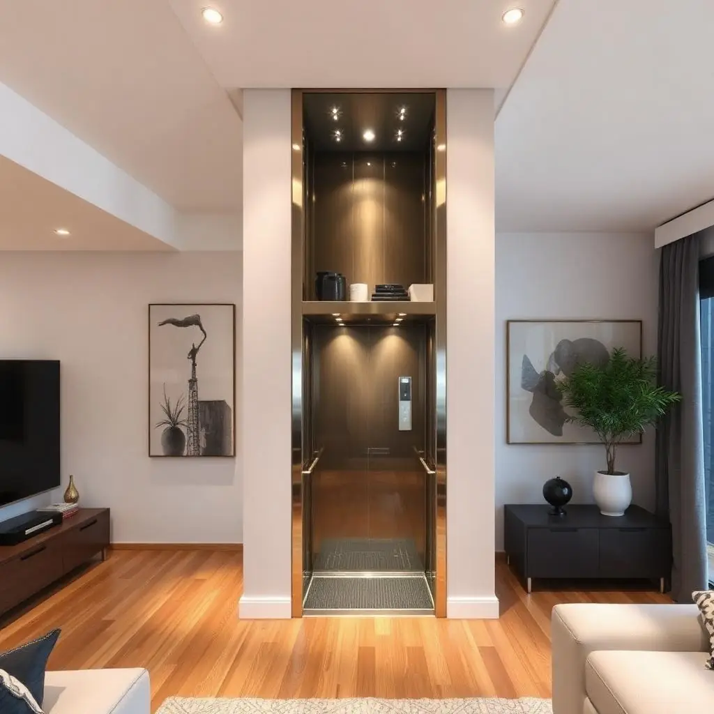 Residential home elevator entrance with wood veneer finish