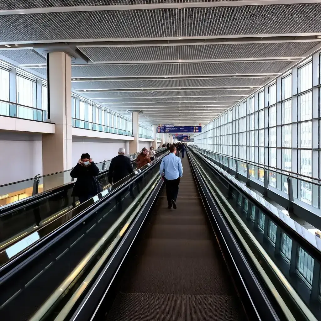 Modern travelator in a transit station