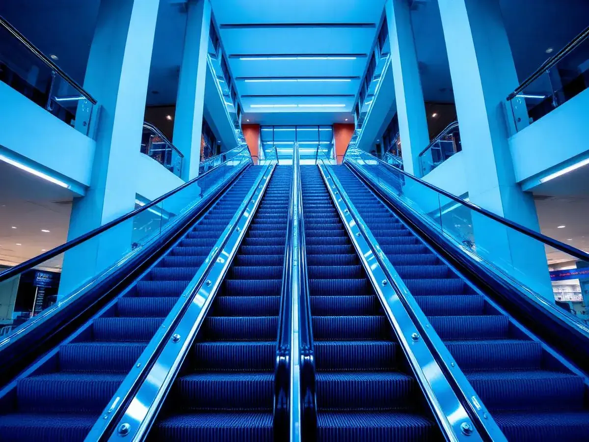Modern stainless steel escalator installed in a Pakistani shopping mall