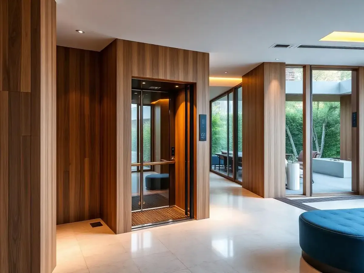 Compact residential home elevator installed inside a Pakistani villa