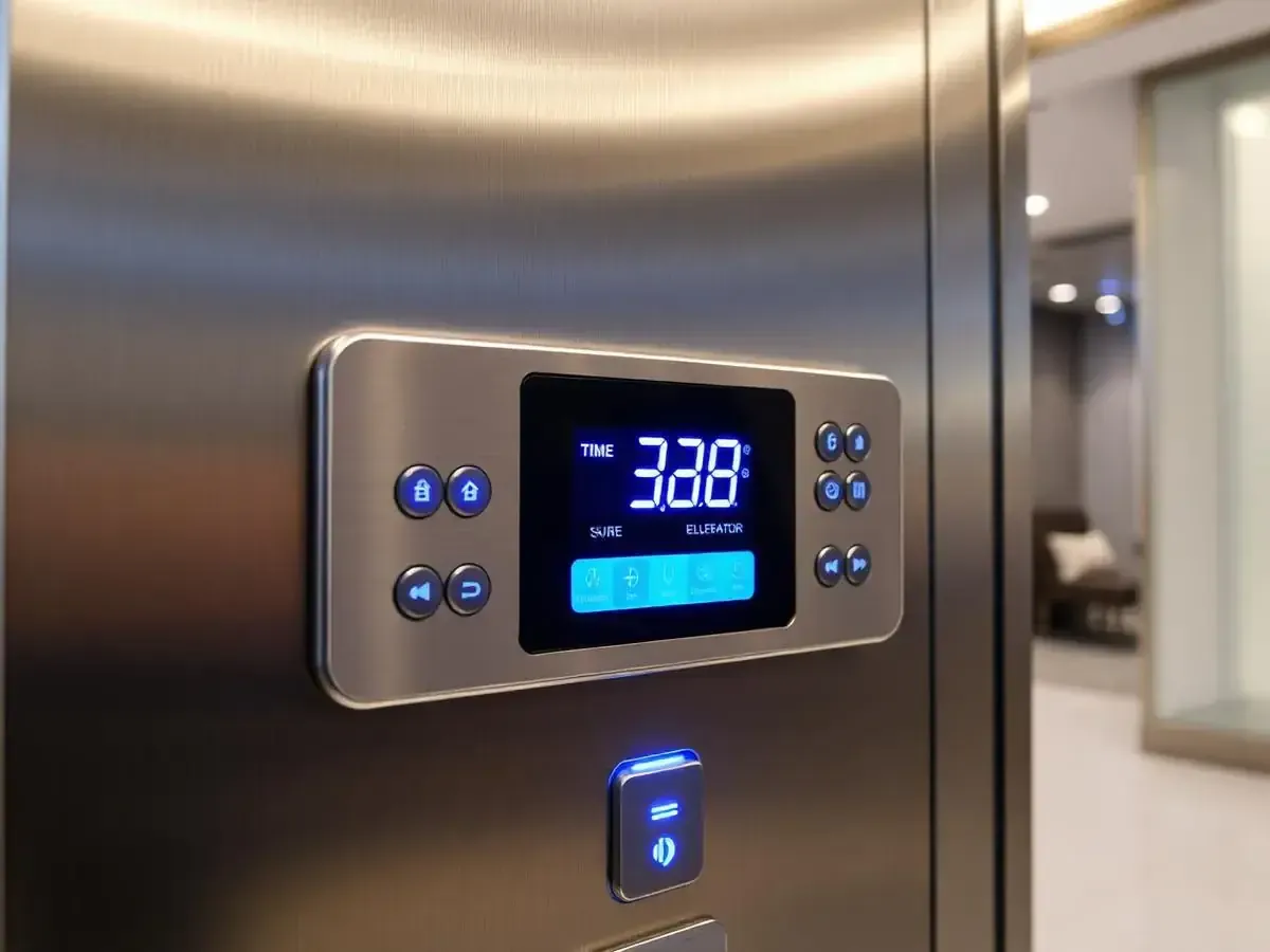 Liftech passenger elevator cabin interior with stainless steel finish and LED lighting